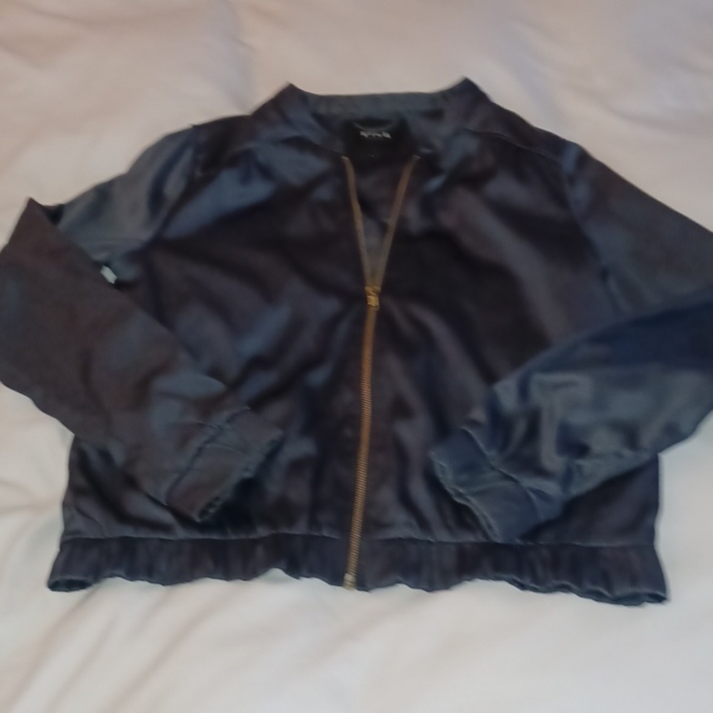 Y2K VILA Clothes Black Bomber Jacket Size S, Silky Look & Feel